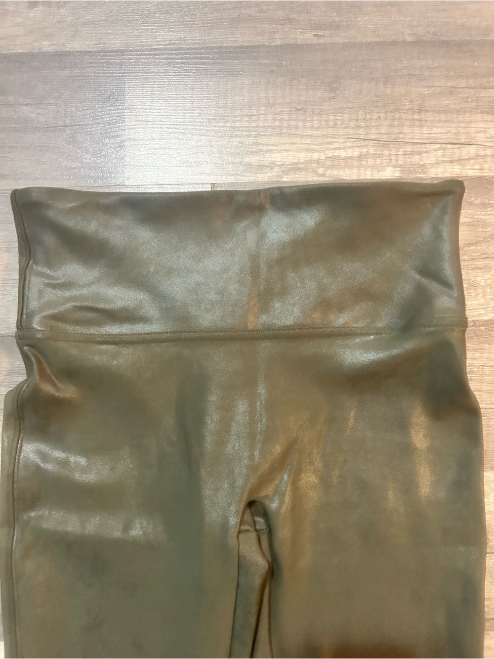 SPANX Olive Green High-Waist Faux Leather Leggings - Picture 2 of 3